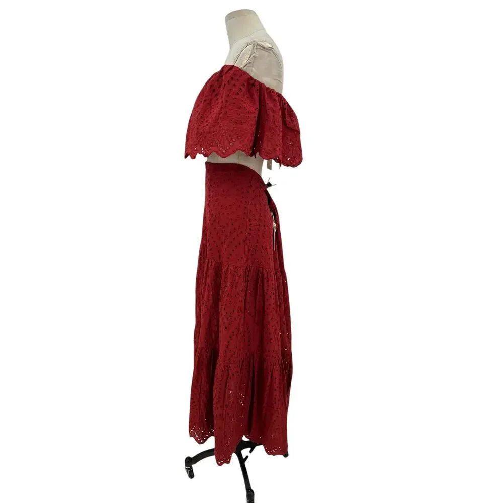 Astra Signature Julie Ruffle Lace Bandeau Tiered Maxi Skirt‎ Set Size 16